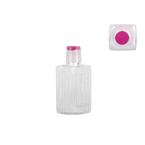 TRAVEL-COSMETIC Botella Cuadrada PUSH 100 ML transparente - Menaje Juypal