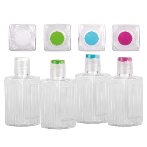 TRAVEL-COSMETIC Botella Cuadrada PUSH 100 ML transparente - Menaje Juypal