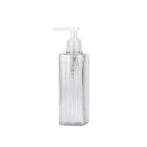 COSMETIC Botella Premium Cuadrada Dosificador 150 ML Transparente - Menaje Juypal