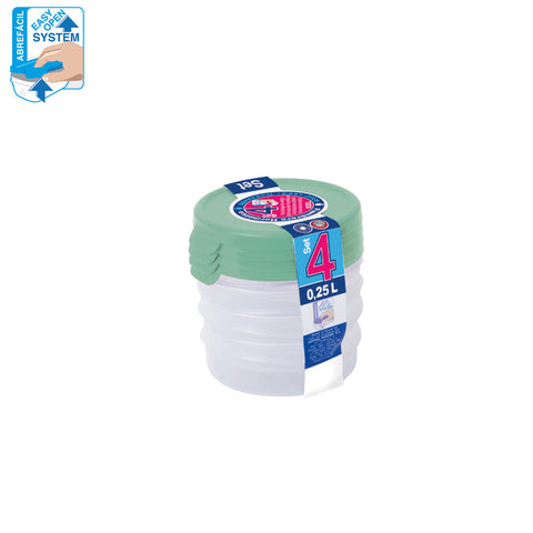 Taperhogar Redondo Set 4 0,25 L ABREFÁCIL - Soft Colors - Menaje Juypal