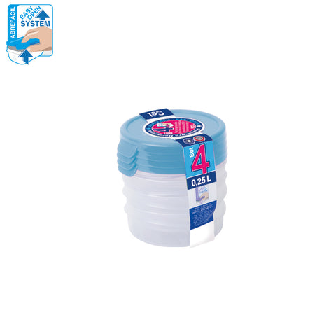 Taperhogar Redondo Set 4 0,25 L ABREFÁCIL - Soft Colors - Menaje Juypal