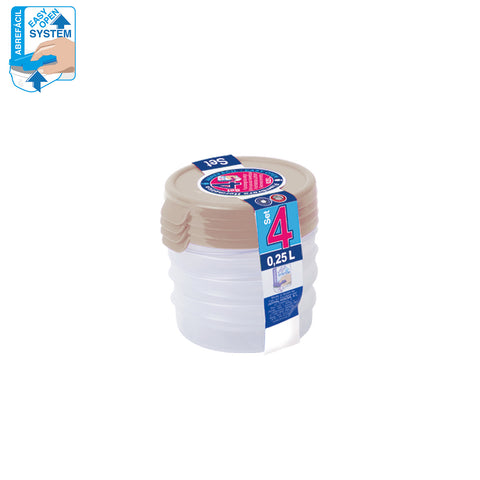 Taperhogar Redondo Set 4 0,25 L ABREFÁCIL - Soft Colors - Menaje Juypal