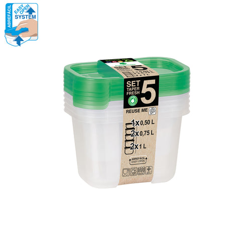 TaperFresh Rectangular 4 L Set 5 MIX
