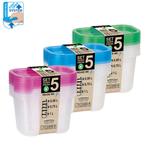 TaperFresh Rectangular 4 L Set 5 MIX