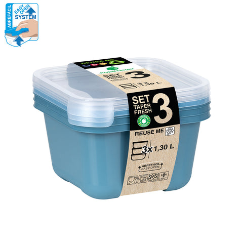 TaperFresh Cuadrado 1,30 L Set 3 - Soft Colors