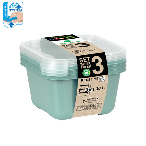 TaperFresh Cuadrado 1,30 L Set 3 - Soft Colors