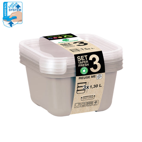TaperFresh Cuadrado 1,30 L Set 3 - Soft Colors