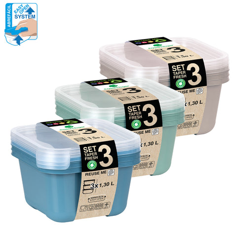 TaperFresh Cuadrado 1,30 L Set 3 - Soft Colors