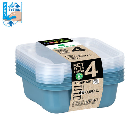 TaperFresh Cuadrado 0,90 L SET 4 - Soft Colors