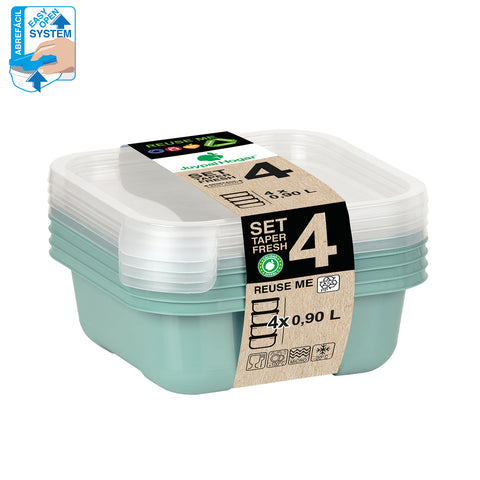 TaperFresh Cuadrado 0,90 L SET 4 - Soft Colors