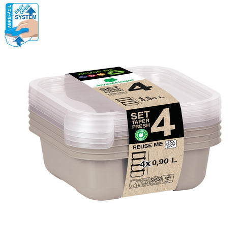 TaperFresh Cuadrado 0,90 L SET 4 - Soft Colors