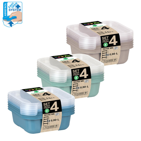 TaperFresh Cuadrado 0,90 L SET 4 - Soft Colors