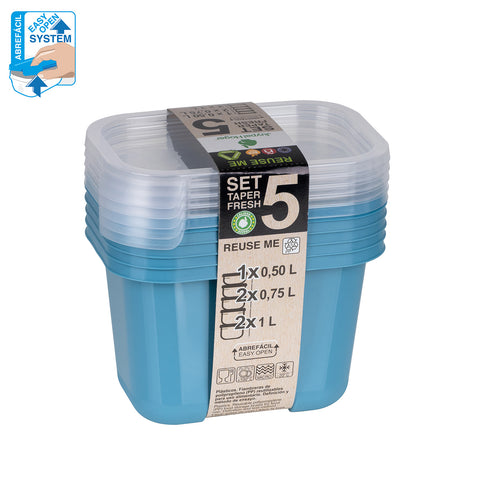 TaperFresh Rectangular 4 L Set 5 MIX - Soft Colors