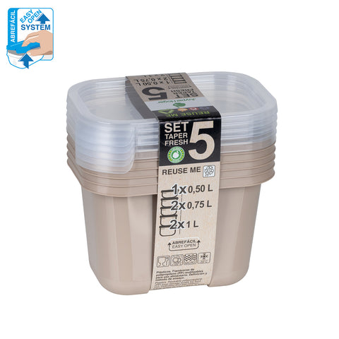 TaperFresh Rectangular 4 L Set 5 MIX - Soft Colors