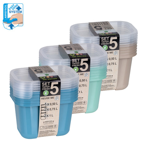 TaperFresh Rectangular 4 L Set 5 MIX - Soft Colors