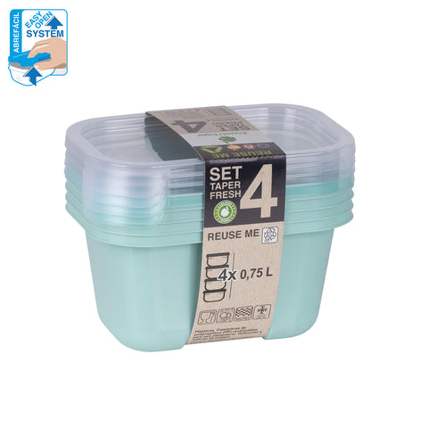 TaperFresh Rectangular 0,75 L Set 4 - Soft Colors