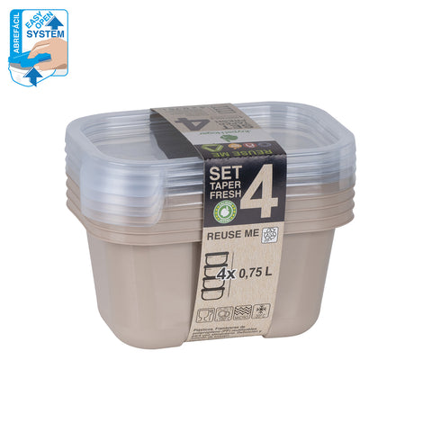TaperFresh Rectangular 0,75 L Set 4 - Soft Colors
