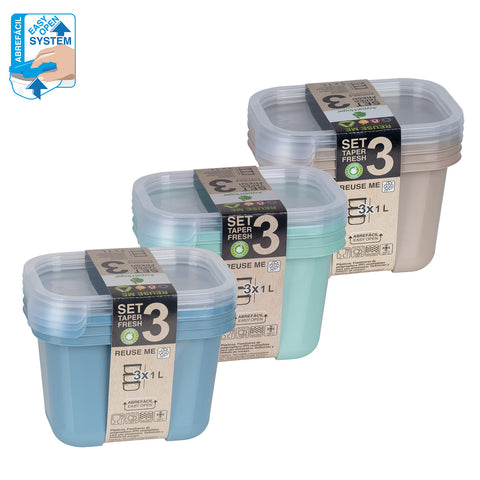 TaperFresh Rectangular 1 L Set 3 - Soft Colors