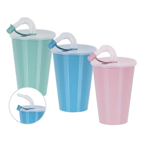 Vaso + tapa con caña 0,45L - Soft Colors - Juypal Hogar | Tienda de productos de menaje para el hogar