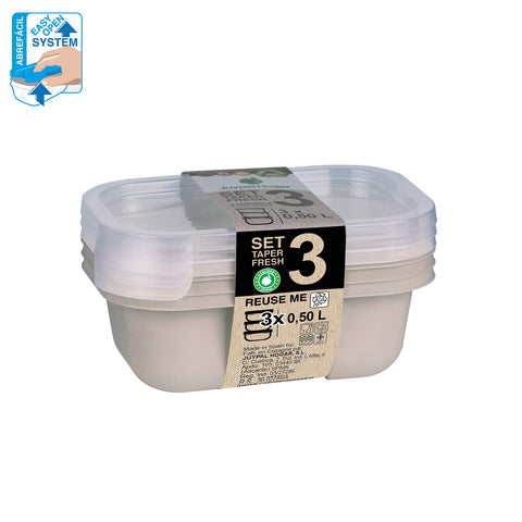 TaperFresh Rectangular 0,50 L Set 3 - Soft Colors