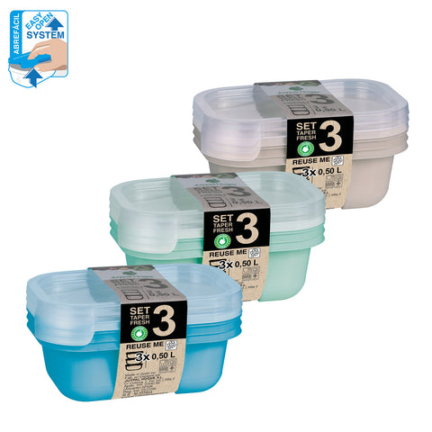 TaperFresh Rectangular 0,50 L Set 3 - Soft Colors
