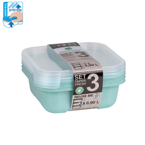 TaperFresh Cuadrado 0,90 L SET 3 - Soft Colors