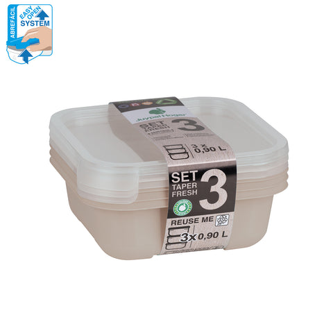 TaperFresh Cuadrado 0,90 L SET 3 - Soft Colors