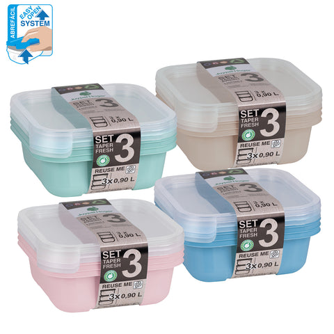 TaperFresh Cuadrado 0,90 L SET 3 - Soft Colors