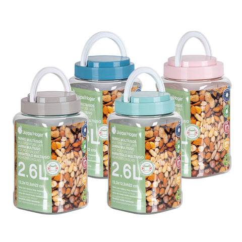 Tarro Cuadrado Hermético Premium 2,6L - Soft Colors