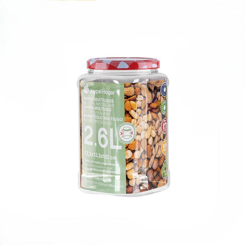 Tarro Hermético Cuadrado + Tapa Metalica 2,60 L