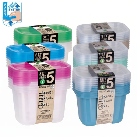 TaperFresh Rectangular 4 L Set 5 MIX