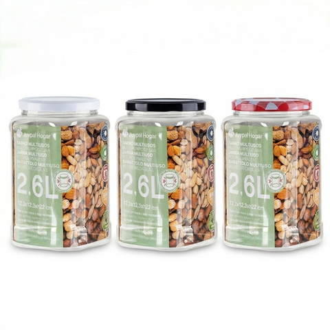 Tarro Hermético Cuadrado + Tapa Metalica 2,60 L